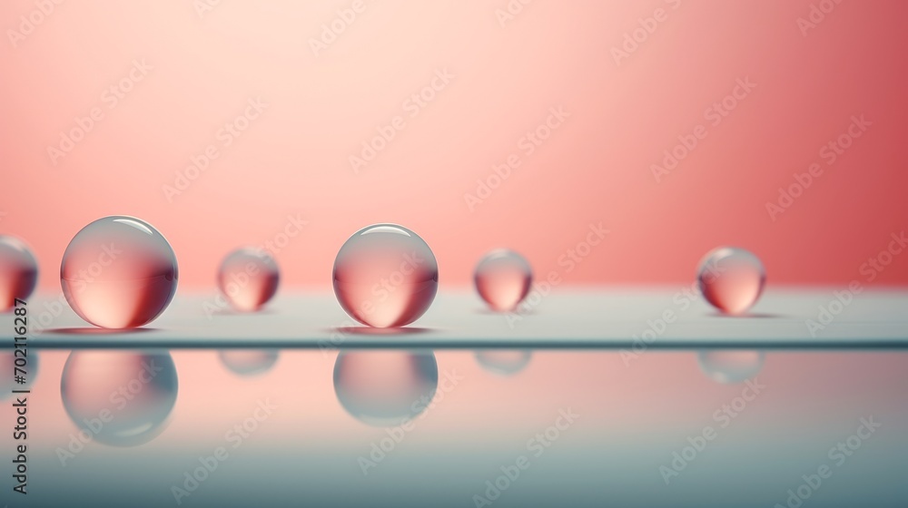 Poster 3d render, abstract background with pink and red pearls. generative ai