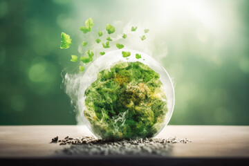 Reduce CO2 emission concept, Sustainable development and green based on renewable can limit climate change and global warming, Ecology, Earth day. - obrazy, fototapety, plakaty