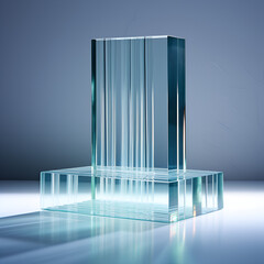 3d glossy product crystal clear podium, product stand, abstract modernism,crystal clear glass Ai generated