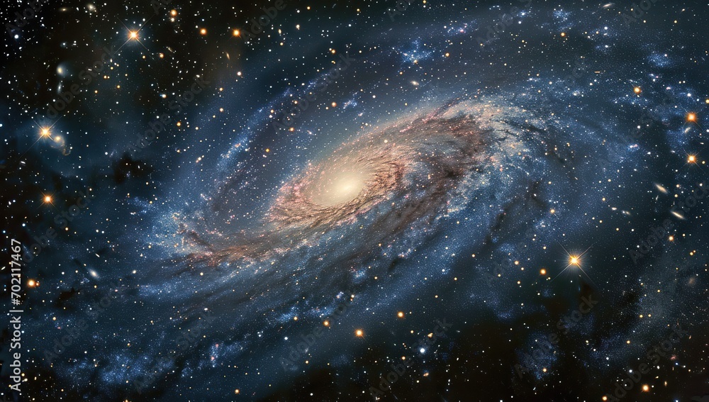 Wall mural a galaxy with swirling arms surrounded by stars. the concept of cosmology.