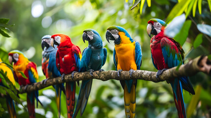 Papageien in tropischem Regenwald 