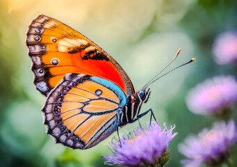 Fototapeta na wymiar close-up photo butterfly on flower