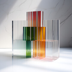 3d glossy product crystal clear podium, product stand, abstract modernism,crystal clear glass Ai generated