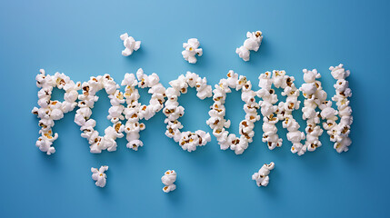 Popcorn Art on Blue Background