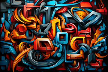 Obraz premium Graffiti Fusion: Lebendiger Hintergrund im urbanen Street-Art-Style