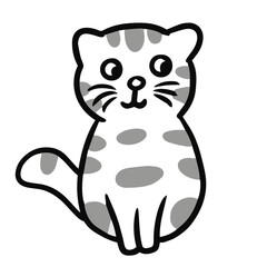 Grey and White Polka dots Cute Cat Illustration 
