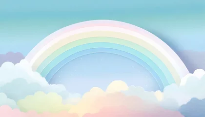 Foto op Plexiglas 山にかかる虹のイラスト © yu_photo