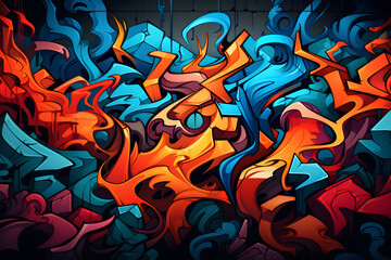 Obraz premium Graffiti Fusion: Lebendiger Hintergrund im urbanen Street-Art-Style
