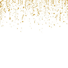 Vector confetti. Golden tinsel, confetti fall from the sky. Shiny confetti . Holiday, birthday. vector illustration