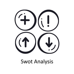 Swot Analysis vector outline doodle Design illustration. Symbol on White background EPS 10 File 