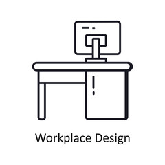 Workplace Design vector outline doodle Design illustration. Symbol on White background EPS 10 File 