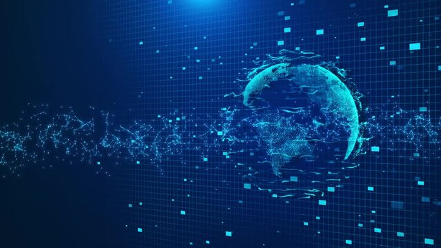 Technology Network Digital Data Global network connection Cyber Security Concept. Earth Artificial Intelligence, Blockchain, Big Data, Network Security, cloud metaverse next generation innovation