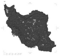 Iran shape isolated on white. Bilevel elevation map © zelwanka