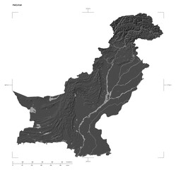 Pakistan shape isolated on white. Bilevel elevation map © zelwanka
