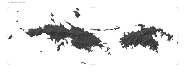 U.S. Virgin Islands - Saint Thomas shape isolated on white. Bilevel elevation map