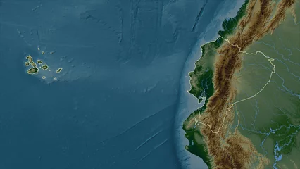 Foto op Canvas Ecuador with Galápagos Islands outlined. Physical elevation map © zelwanka