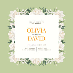 Cream Gardenia Flower Wedding Invitation Template