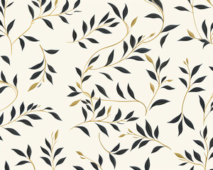 seamless pattern with leaves - obrazy, fototapety, plakaty