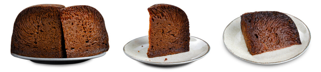 Baba Neagra, Black Baba, Traditional Moldovan Dessert on White Background