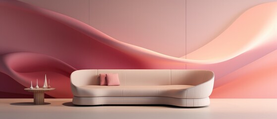 Elegant modern living room interior with soft sofa and decorative elements. Interior design.