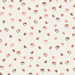 heart and doodle seamless pattern illustration. Romantic pink and red hearts background print. Valentine's day  - obrazy, fototapety, plakaty