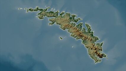 South Georgia - South Georgia and the South Sandwich Islands outlined. Physical elevation map © zelwanka