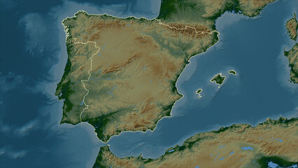 Spain outlined. Physical elevation map © zelwanka