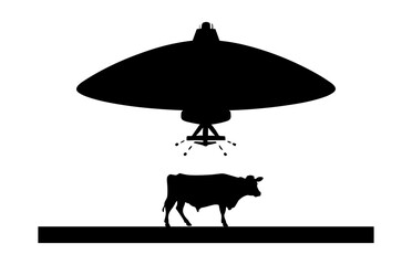 A Cow abduction black Silhouette vector