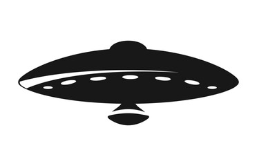 A Space UFO black silhouette vector isolated on a white background