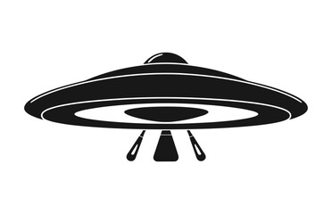 A Space UFO black silhouette vector isolated on a white background