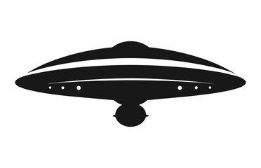 A Space UFO black silhouette vector isolated on a white background