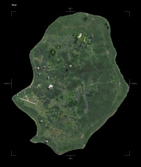 Niue shape isolated on black. Low-res satellite map