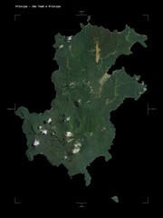 Principe - São Tomé e Príncipe shape isolated on black. Low-res satellite map