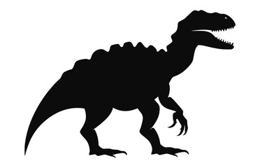A Dinosaur Vector black Silhouette isolated on a white background