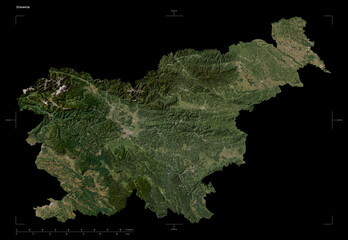 Slovenia shape isolated on black. Low-res satellite map © zelwanka