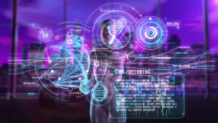 DNA decoding by artificial intelligence. 3D render - Powered by Adobe