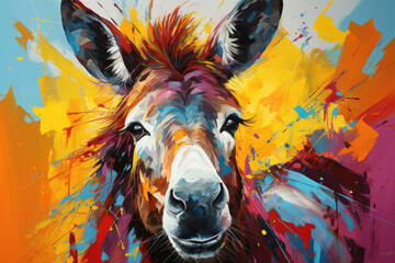 Bright and Colorful A Fauvism Style of a Donkey, Generative Ai - obrazy, fototapety, plakaty