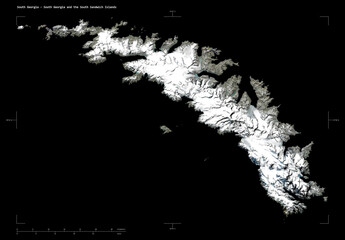 South Georgia - South Georgia and the South Sandwich Islands shape isolated on black. Low-res satellite map © zelwanka