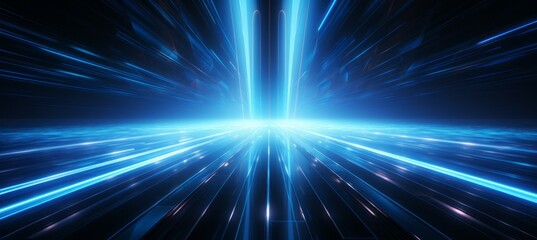 Blue light energy burst background. Generative AI technology.