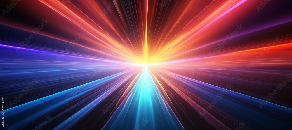 Poster abstract rainbow spark rays light background. generative ai technology.