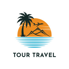 Tour and travel logo design idea vector template