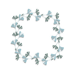 Circle Flowers Frame Illustration
with Ginkgo Biloba Plant.