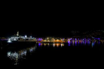 city skyline at night