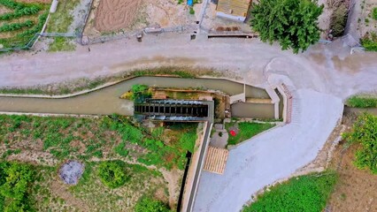Ancient arabic mill, water noria at Abaran village in Murcia region, Spain Europe. Ruta de las Norias, Noria de la Hoya de Don Garcia