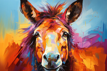 Bright and Colorful A Fauvism Style of a Donkey, Generative Ai