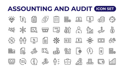 Accounting icon set. Taxes and accounting line icons collection. - obrazy, fototapety, plakaty