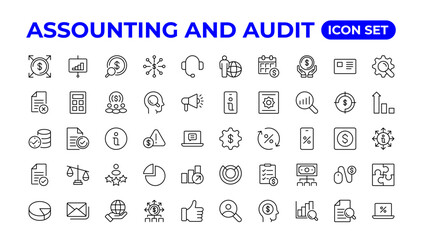Fototapeta na wymiar Accounting icon set. Taxes and accounting line icons collection.