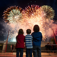 Children watching fireworks
