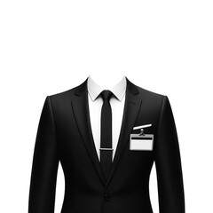 formal ID photo with men's suit on transparent background