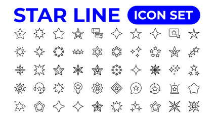 Star icon collection. Different stars set.Outline icon collection.